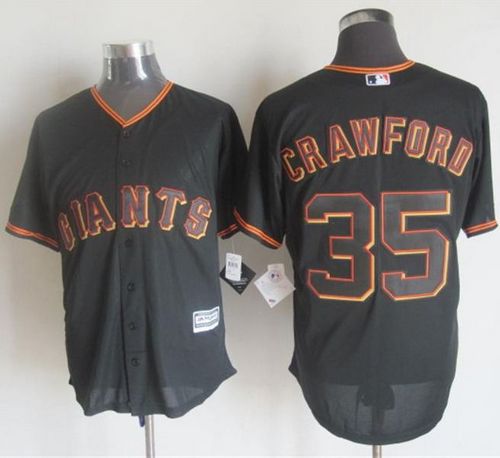 Giants #35 Brandon Crawford Black New Cool Base Stitched MLB Jersey - Click Image to Close